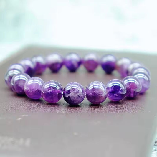 100% Natural Amethysts Bracelet Women Men 4/6/8/10/12mm Dark Purple Stone Beaded Braslet Couple Brazalete Gifts For Lover Joias
