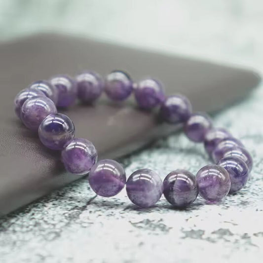 100% Natural Amethysts Bracelet Women Men 4/6/8/10/12mm Dark Purple Stone Beaded Braslet Couple Brazalete Gifts For Lover Joias